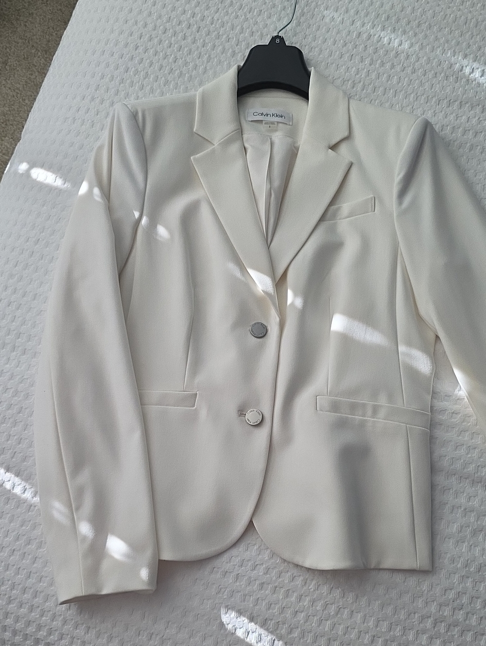 Calvin Klein Off-White Women's Single-Breasted Blazer Size 8 Suit